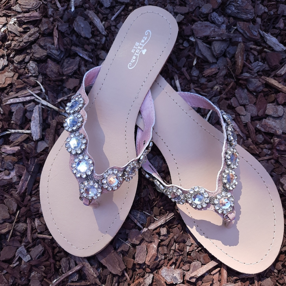 Tallulah Blu Pink Crystal Detail Sandals